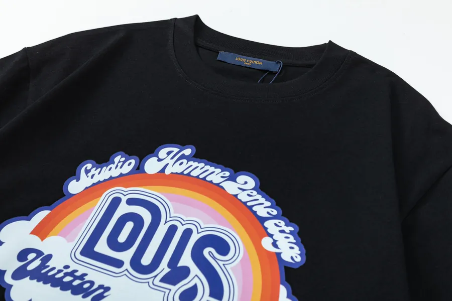 LV Rainbow Print Cotton T Shirt Casual Summer Style