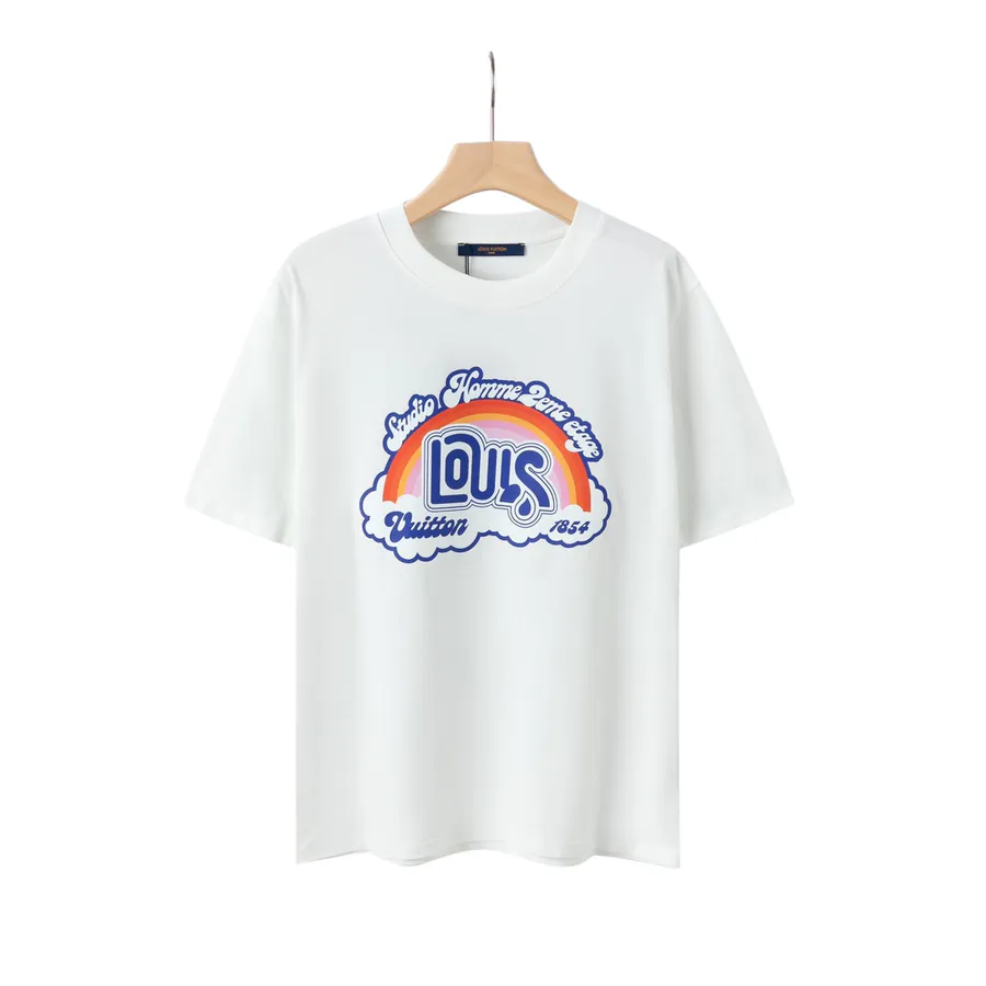 LV Rainbow Print Cotton T Shirt Summer Collection