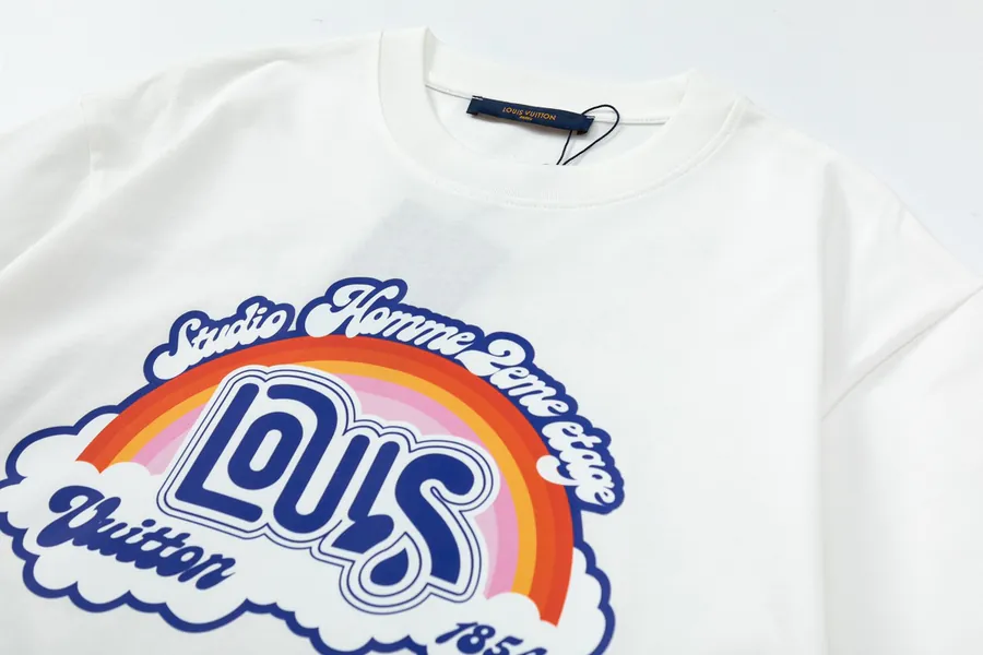 LV Rainbow Print Cotton T Shirt Summer Collection