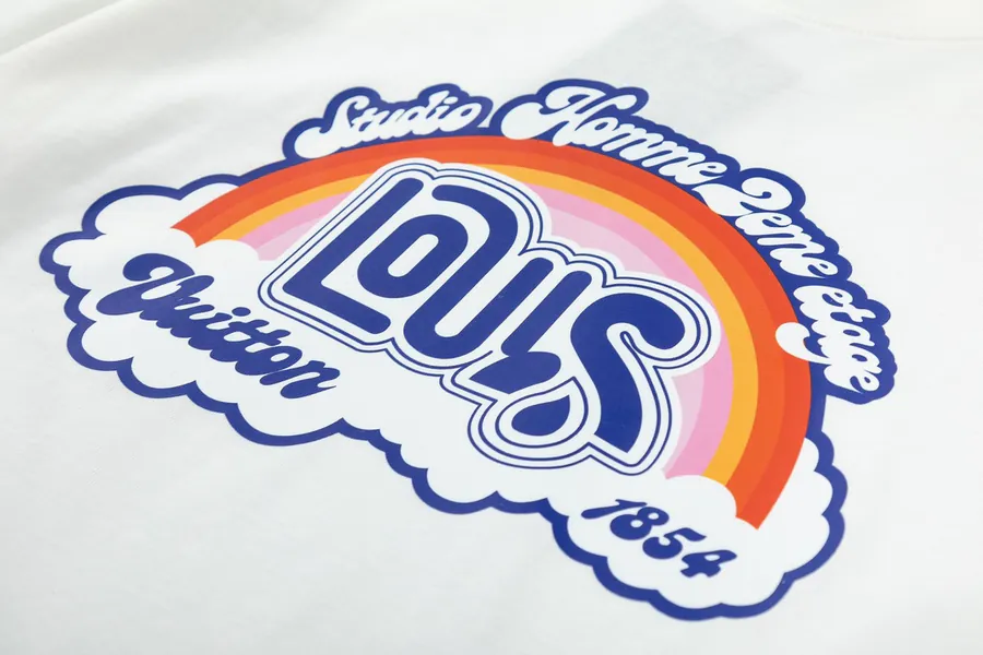 LV Rainbow Print Cotton T Shirt Summer Collection