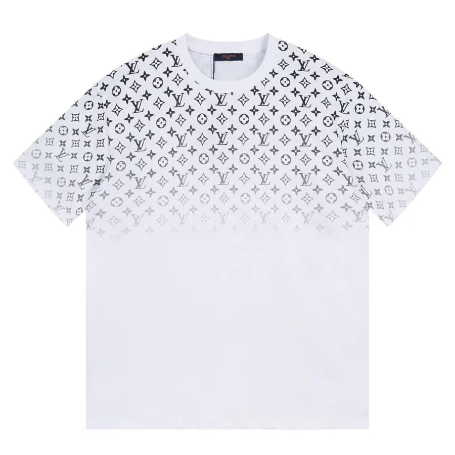 LV Roadster Short Sleeve Grained Calfskin Fabric, Gradient Letter Print