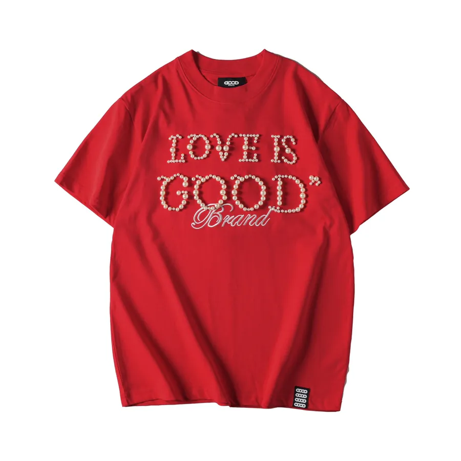 GOODBRAND Simple Pearl Statement Round Neck Short Sleeve