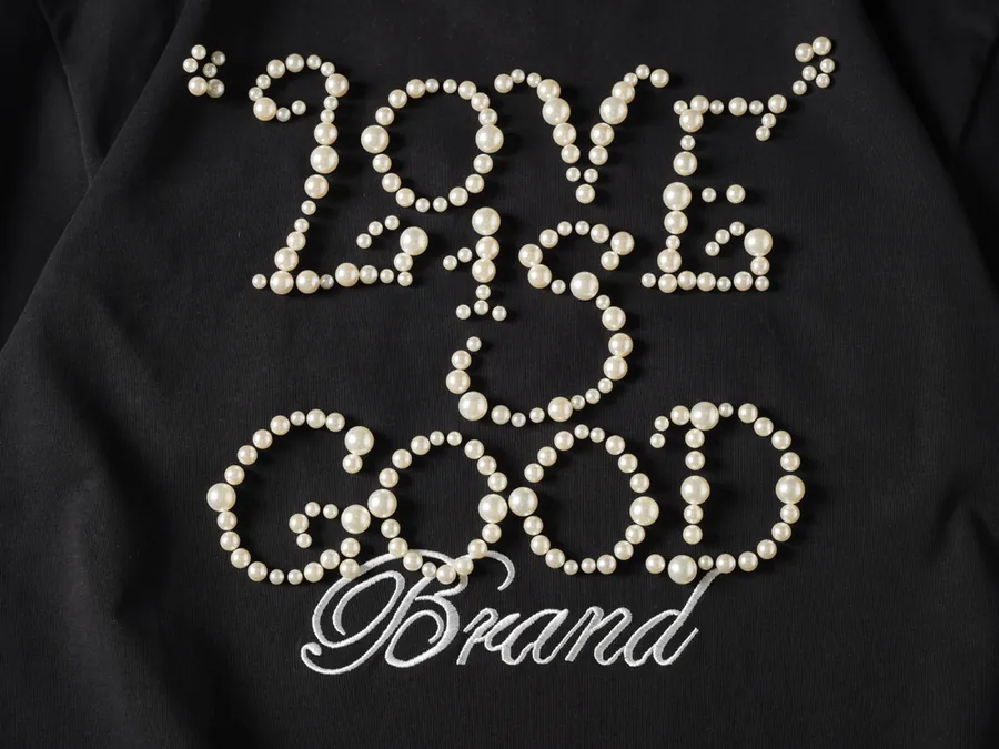 GOODBRAND Simple Pearl Statement Crewneck Short Sleeve
