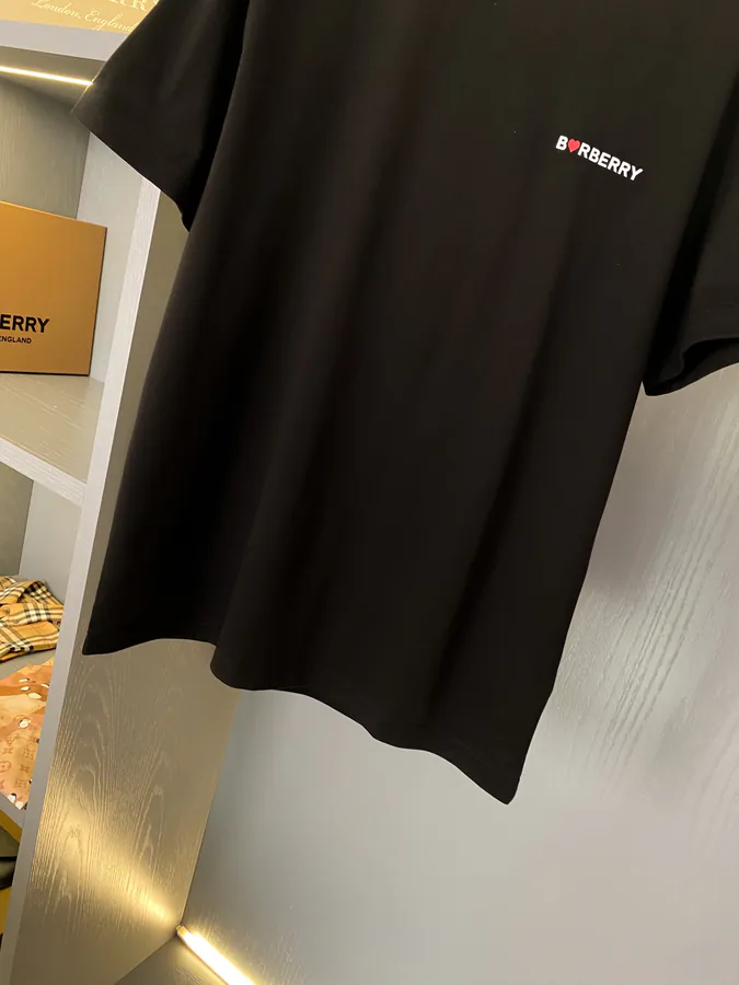 Burberry Cotton T Shirt with EKD Horseback Knight Logo and Heart Pattern