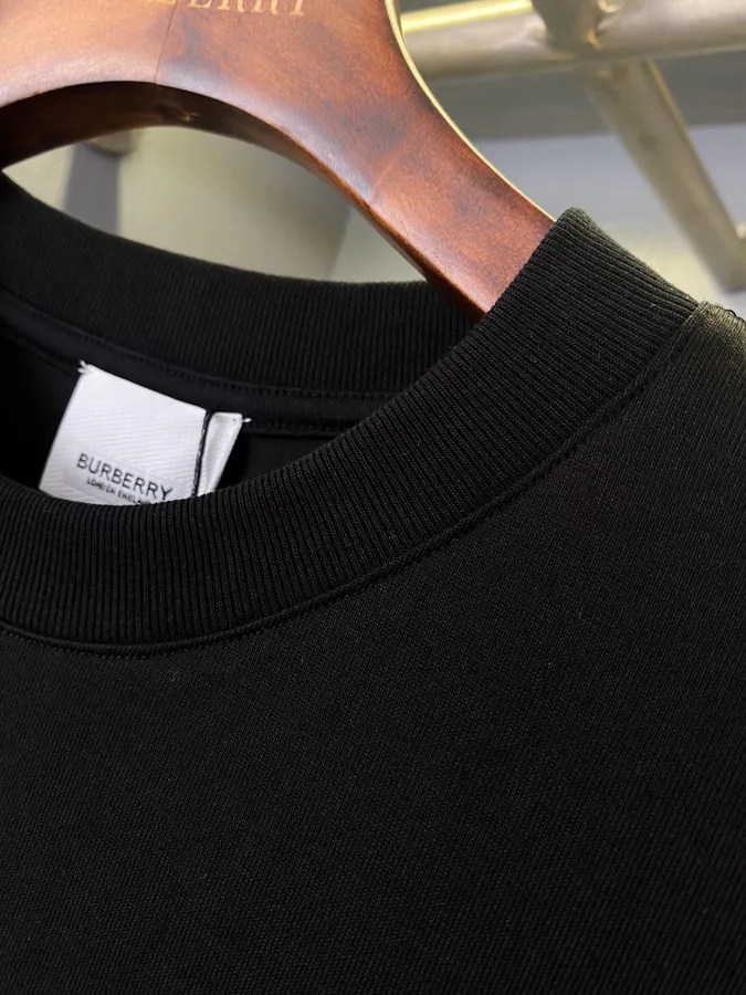 Burberry Cotton T Shirt with EKD Horseback Knight Logo and Heart Pattern
