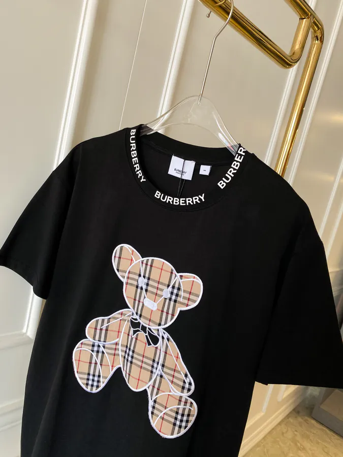 Burberry Bear Embroidered Cotton T Shirt
