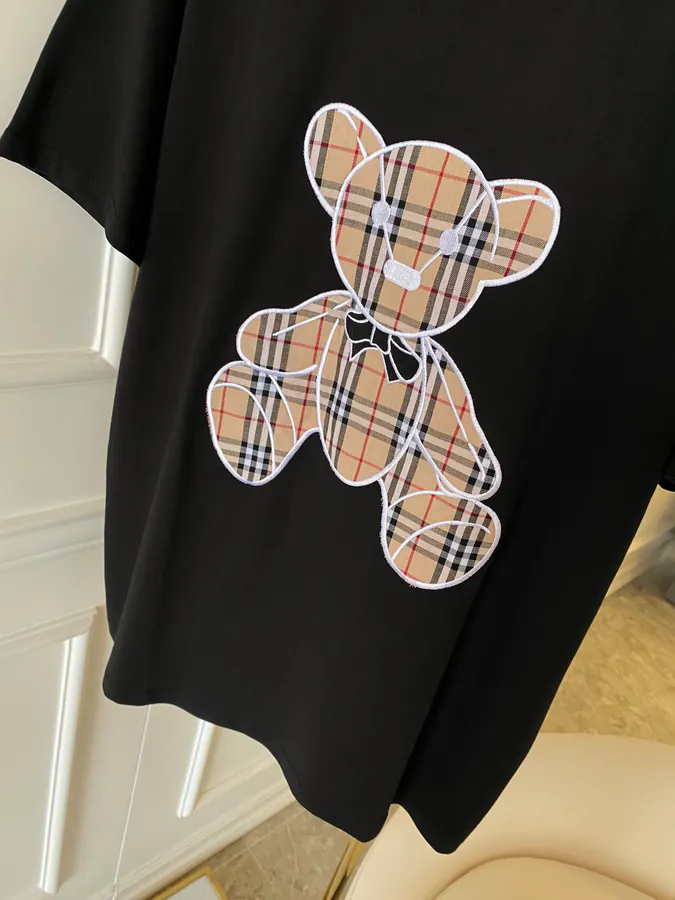 Burberry Bear Embroidered Cotton T Shirt