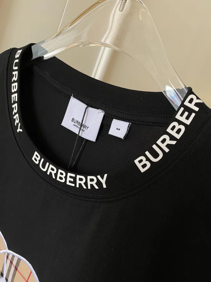 Burberry Bear Embroidered Cotton T Shirt