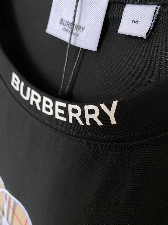 Burberry Bear Embroidered Cotton T Shirt