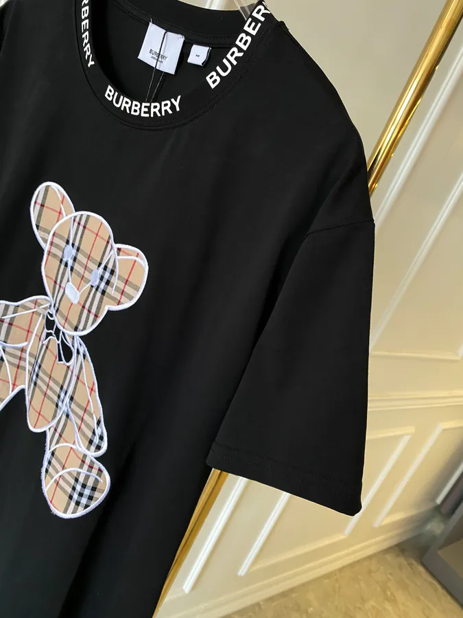 Burberry Bear Embroidered Cotton T Shirt