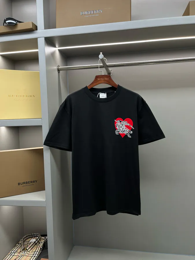 Burberry Heart Shape Equestrian Logo Cotton T Shirt