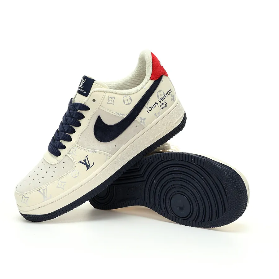 Louis Vuitton x Air Force 1 07 8 Low Beige Navy Monogram Classic Casual Sneaker