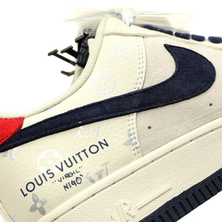 Louis Vuitton x Air Force 1 07 8 Low Beige Navy Monogram Classic Casual Sneaker