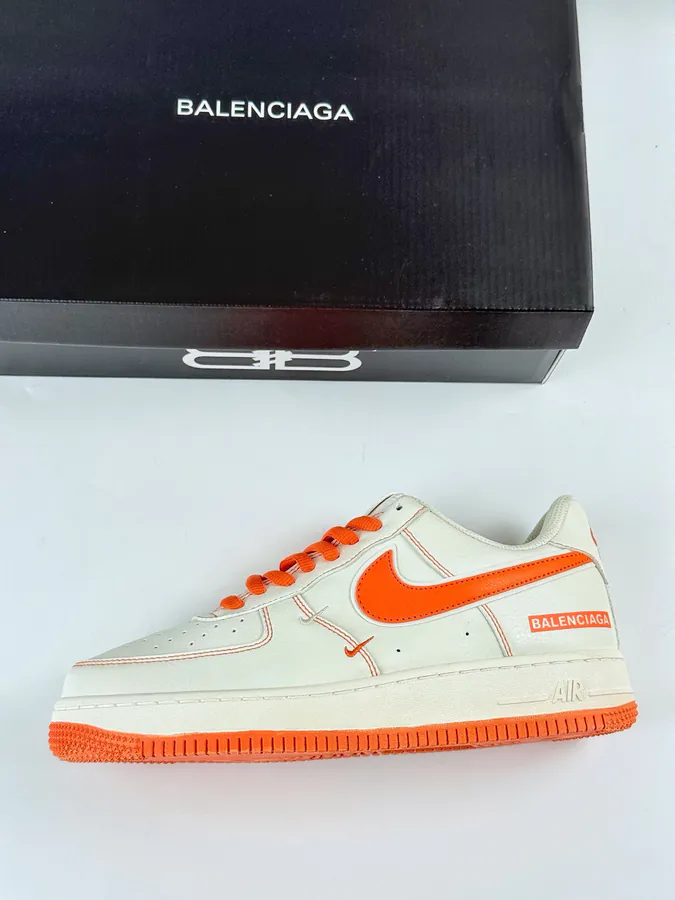 Nike Air Force 1 Low 07 x Balenciaga White Orange Double Swoosh