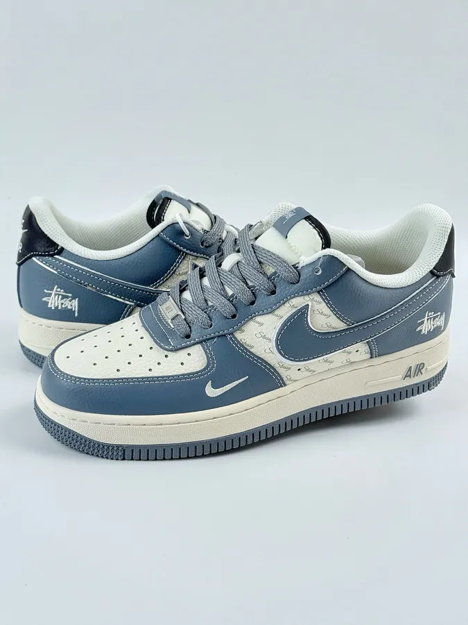 Nike Air Force 1 Low 07 x Stussy Blue and White Stripes
