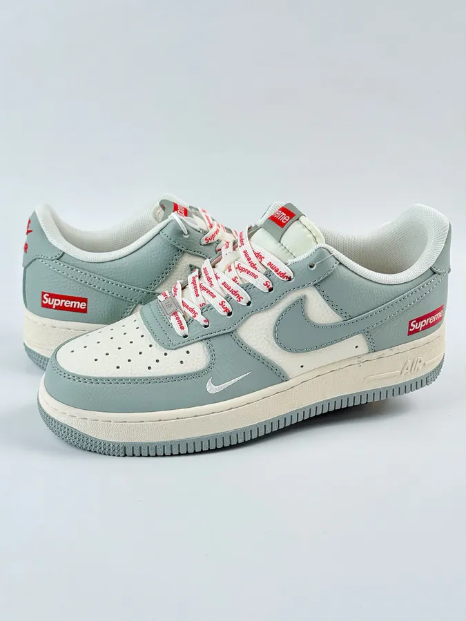 Nike Air Force 1 Low 07 x Supreme Gray White with Small Swoosh