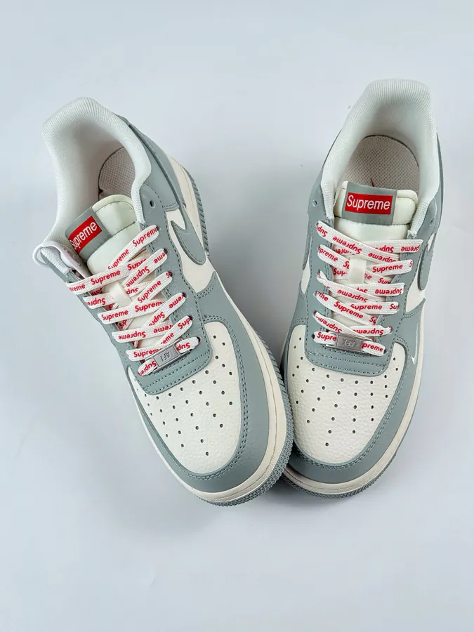 Nike Air Force 1 Low 07 x Supreme Gray White with Small Swoosh