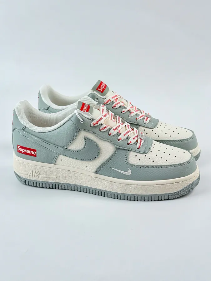 Nike Air Force 1 Low 07 x Supreme Gray White with Small Swoosh