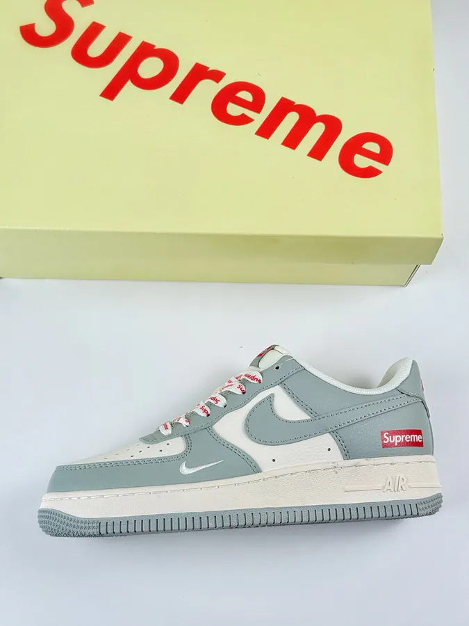 Nike Air Force 1 Low 07 x Supreme Gray White with Small Swoosh