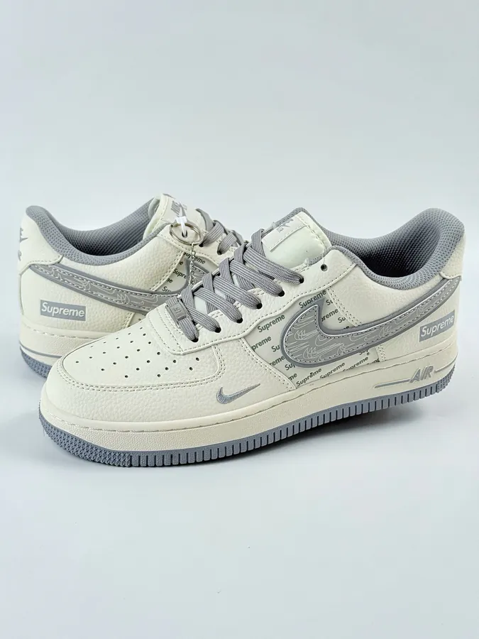 Nike Air Force 1 Low 07 x Supreme White Grey Swoosh