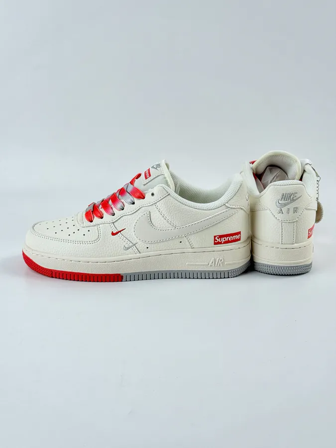 Nike Air Force 1 Low 07 x Supreme White Red Double Hook