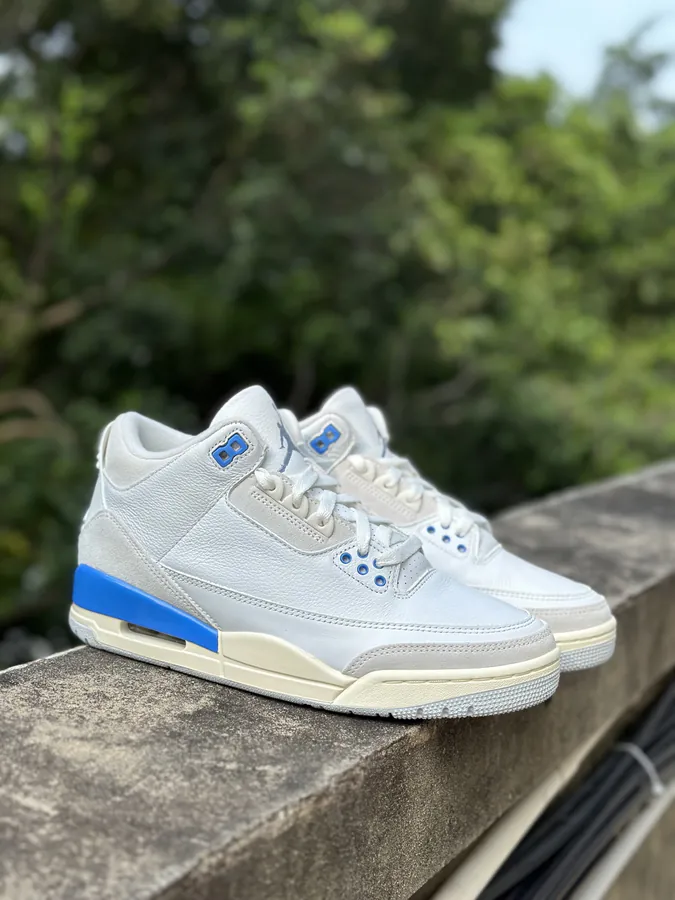Original Air Jordan 3 Retro AJ3 in White Blue