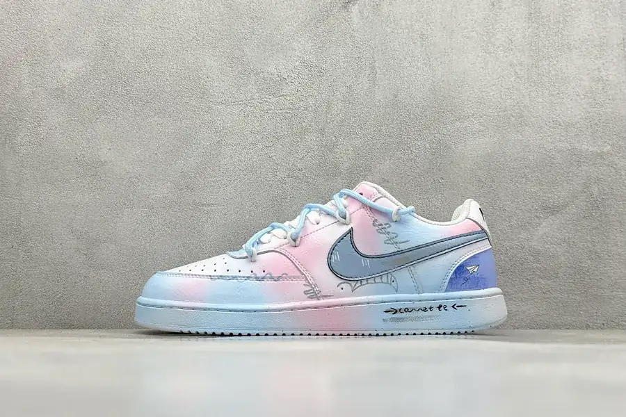 Nike Court Vision Low Custom Graffiti Straps Campus Style Low Top Retro Basketball Shoes