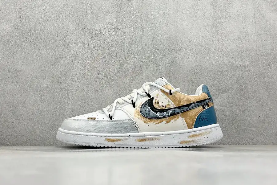 Nike Court Vision Low Custom Graffiti Straps Campus Style Low Top Retro Basketball Shoes