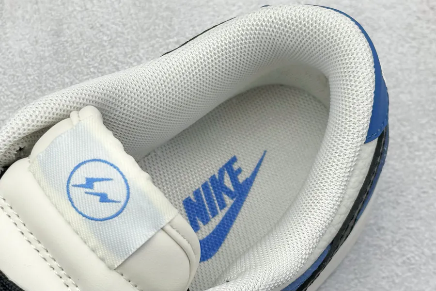 Nike SB Dunk Low x Fragment Design White Black Blue Swoosh