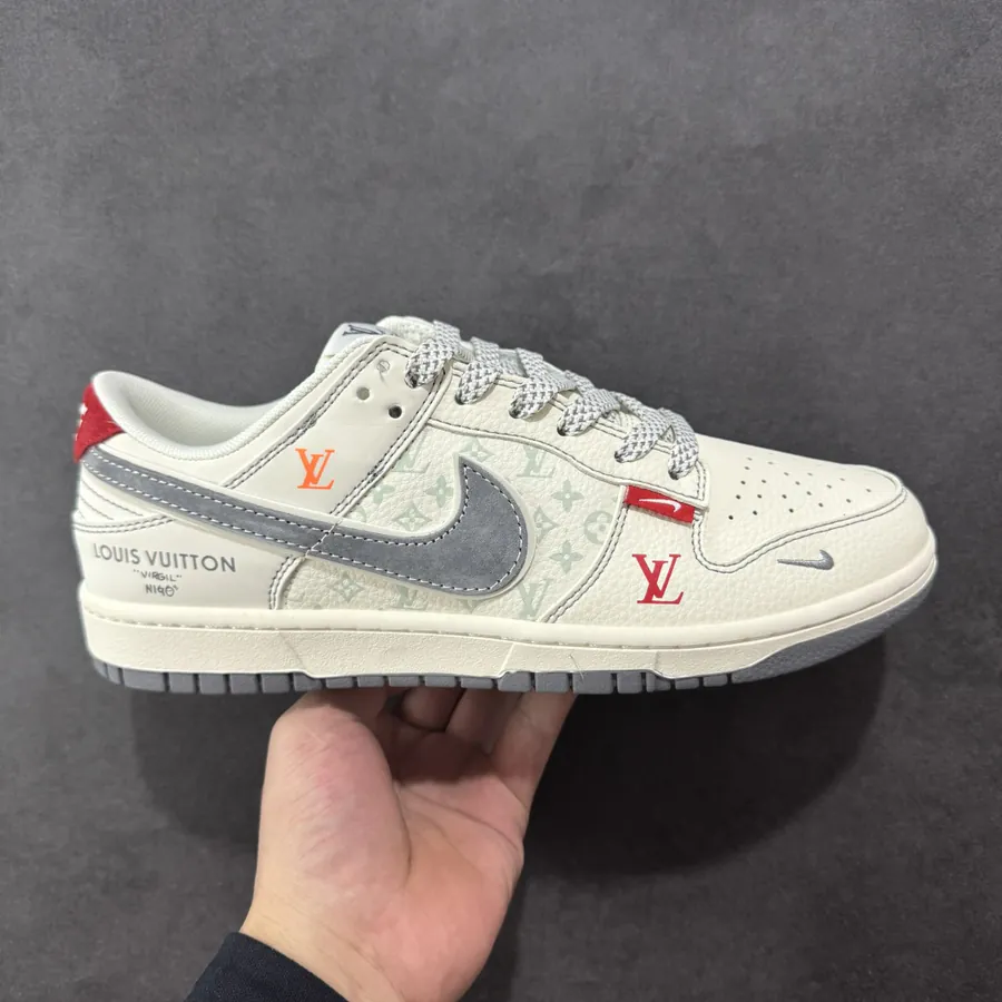 Nike SB Dunk Low LV Custom Edition Red Sole with Gray Outsole