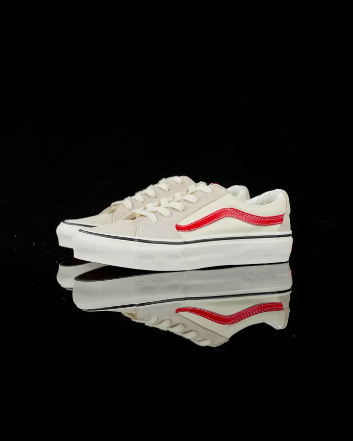 Vans SK8 Low White Red Stripe Low Top Sneaker