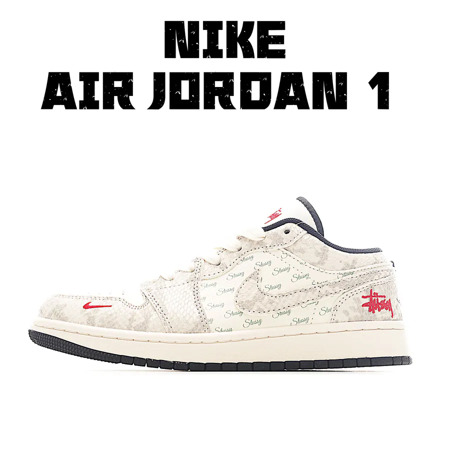 Air 1 Low 1 Gray Snake Pattern Custom Edition