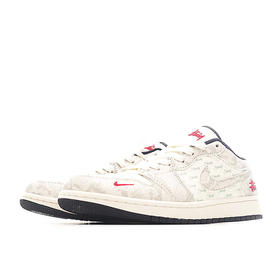 Air 1 Low 1 Gray Snake Pattern Custom Edition
