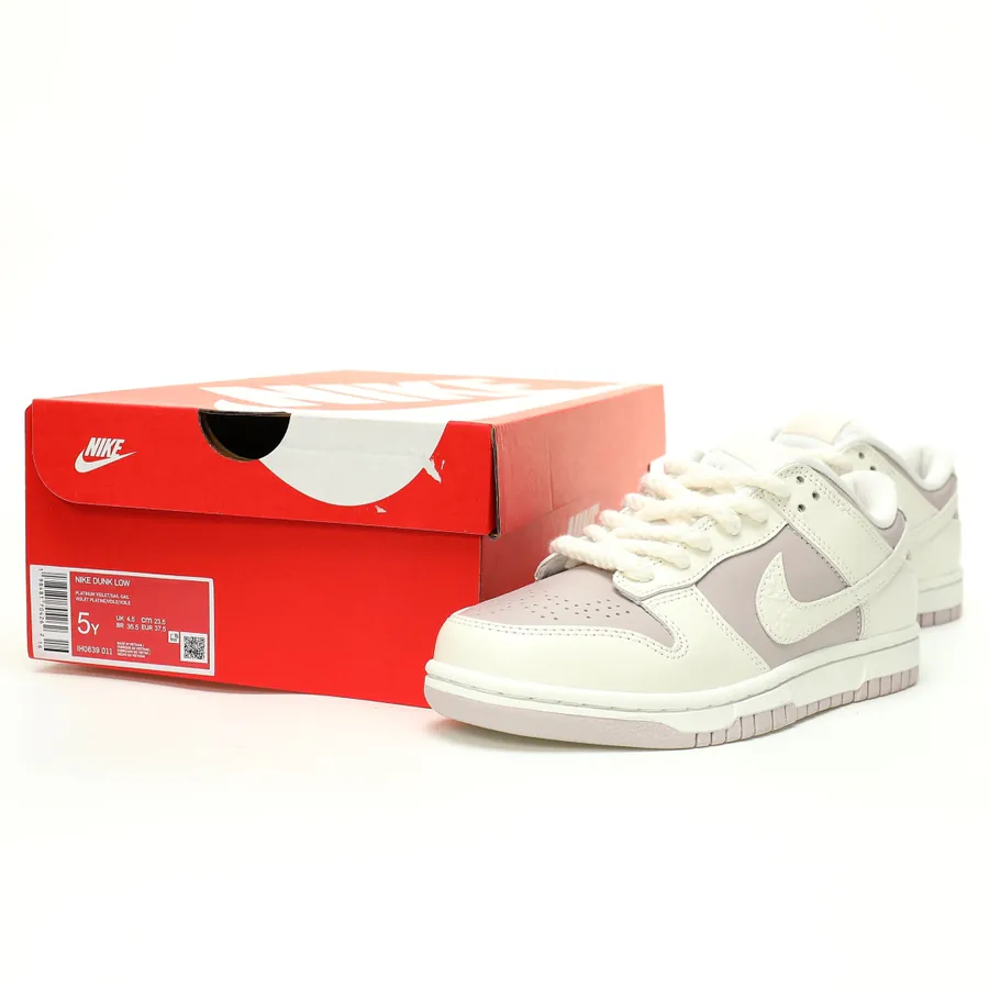 Nike SB Dunk Low Platinum Violet Narrow Toe, EVA Insole, Grained Calfskin