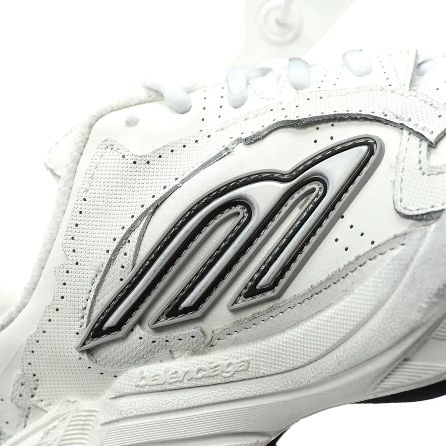 BALENCIAGA Monday Sneaker Vintage Style, White Black Distressed