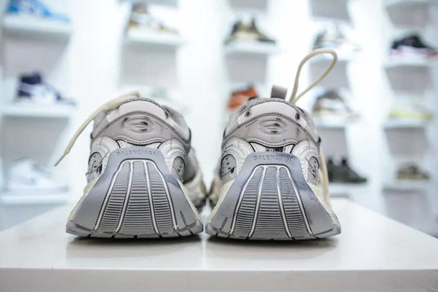 BALENCIAGA Stapler Sneakers 10XL Size, Silver Grey Color