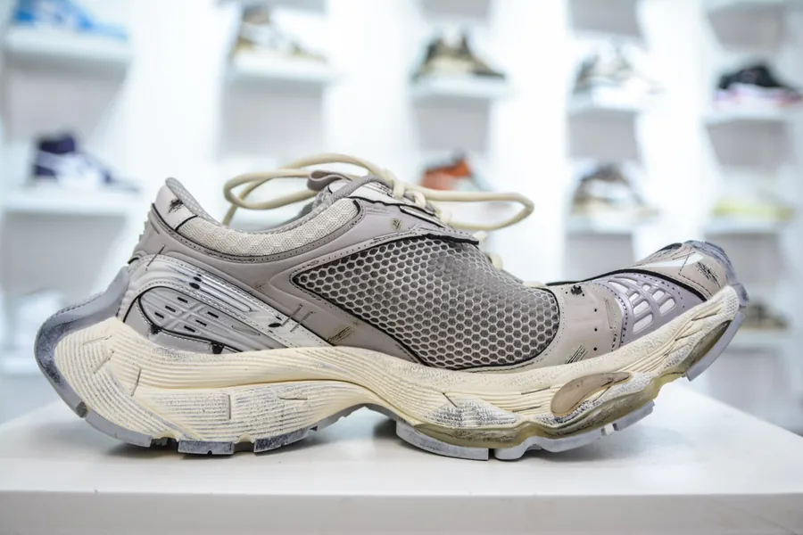 BALENCIAGA Stapler Sneakers 10XL Size, Silver Grey Color