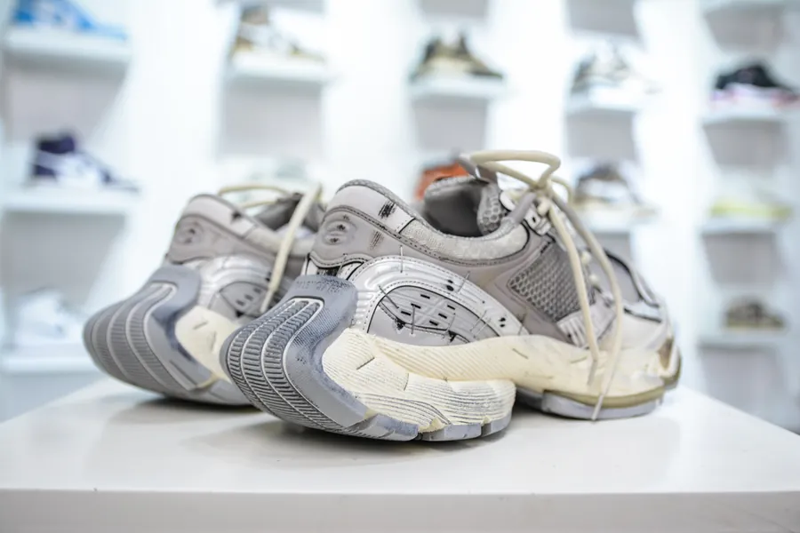 BALENCIAGA Stapler Sneakers 10XL Size, Silver Grey Color