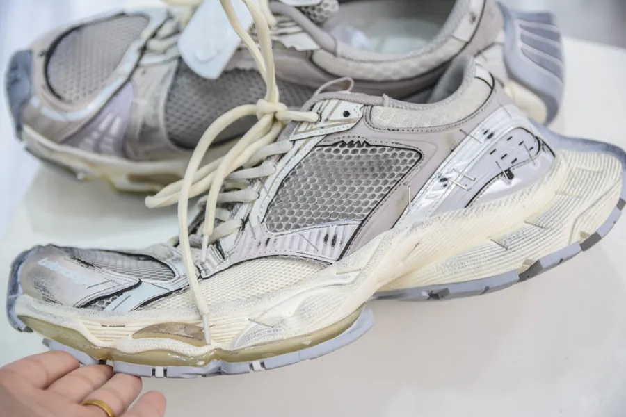 BALENCIAGA Stapler Sneakers 10XL Size, Silver Grey Color