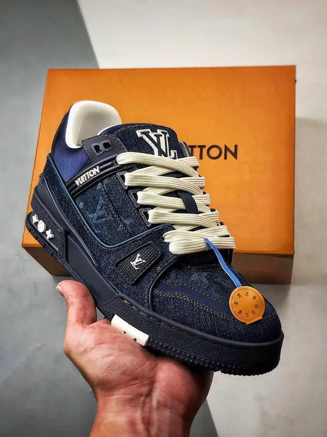 LV Trainer Series Sneakers Navy Blue Calfskin