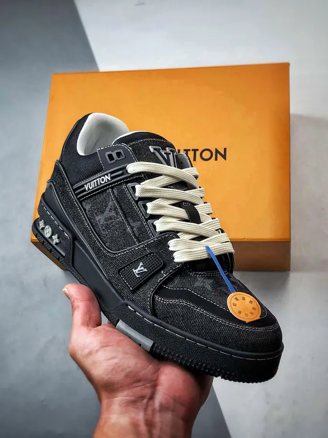 LV Trainer Series Black Denim Sneakers