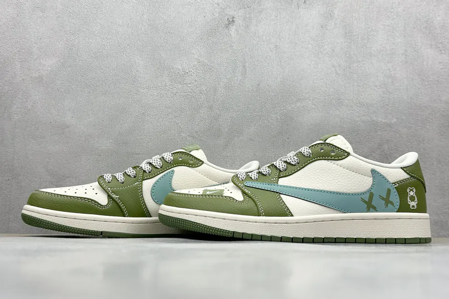 Travis Scott x Nike Air Jordan 1 Low Reverse White Green Swoosh