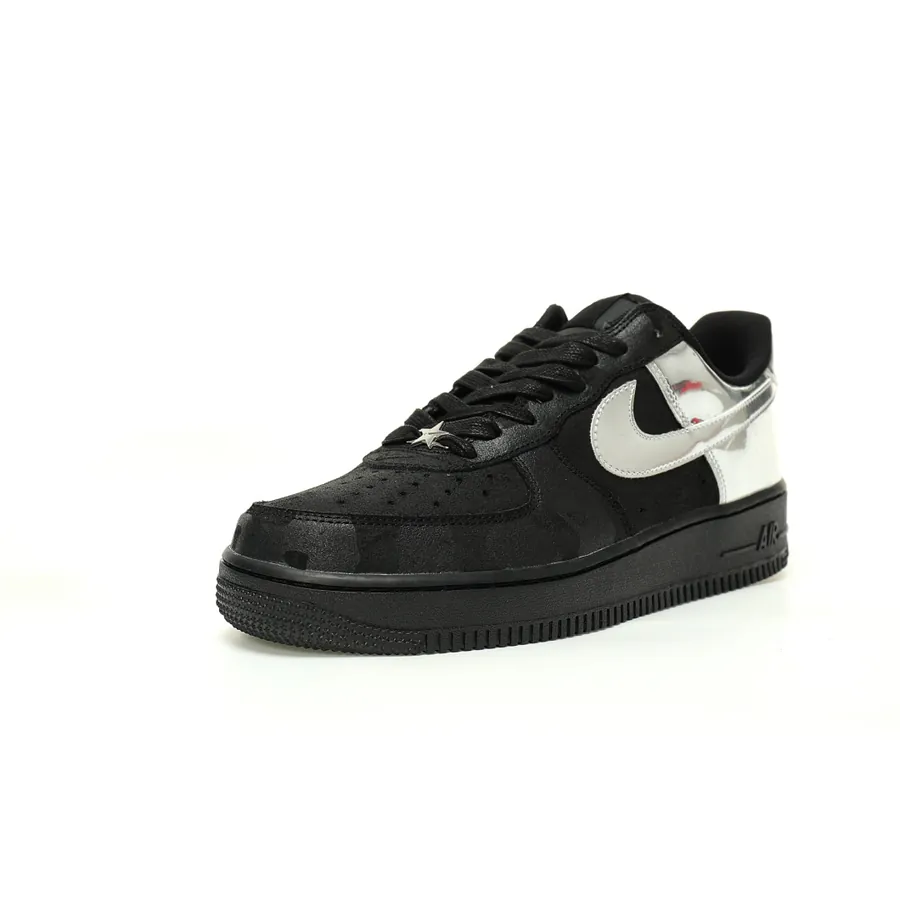 Air Force 107 Low 'Black Metallic Sier' Low Top Sneaker
