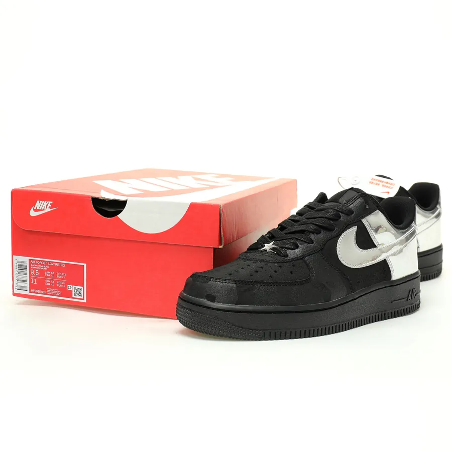 Air Force 107 Low 'Black Metallic Sier' Low Top Sneaker