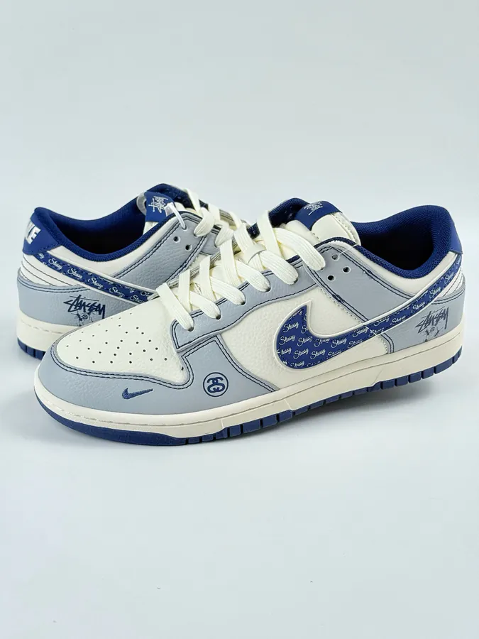 Nike SB Dunk Low x Stussy Grey White Blue Swoosh