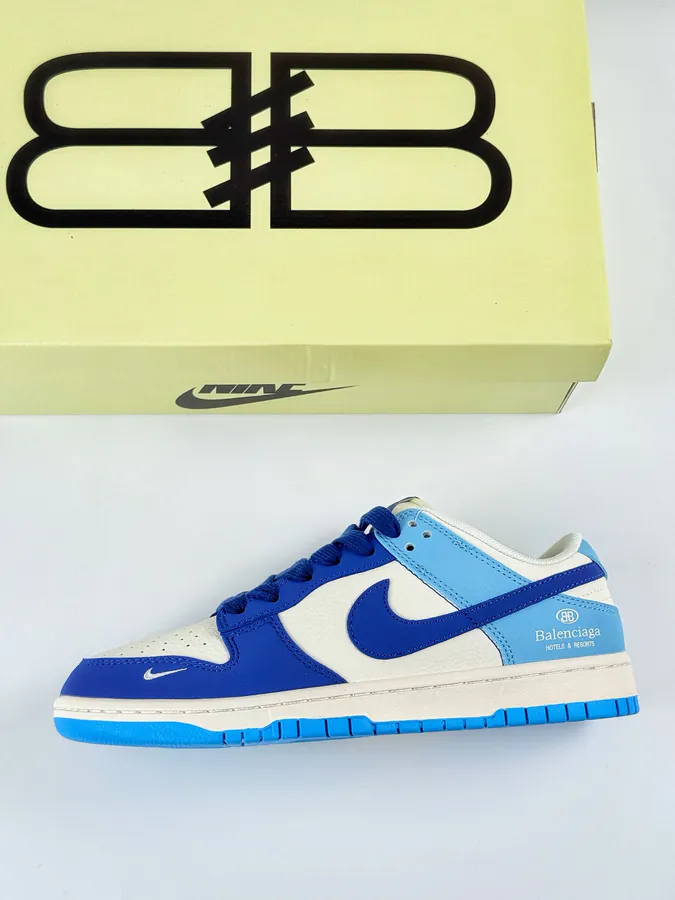 Nike SB Dunk Low x Balenciaga Blue and White Logo