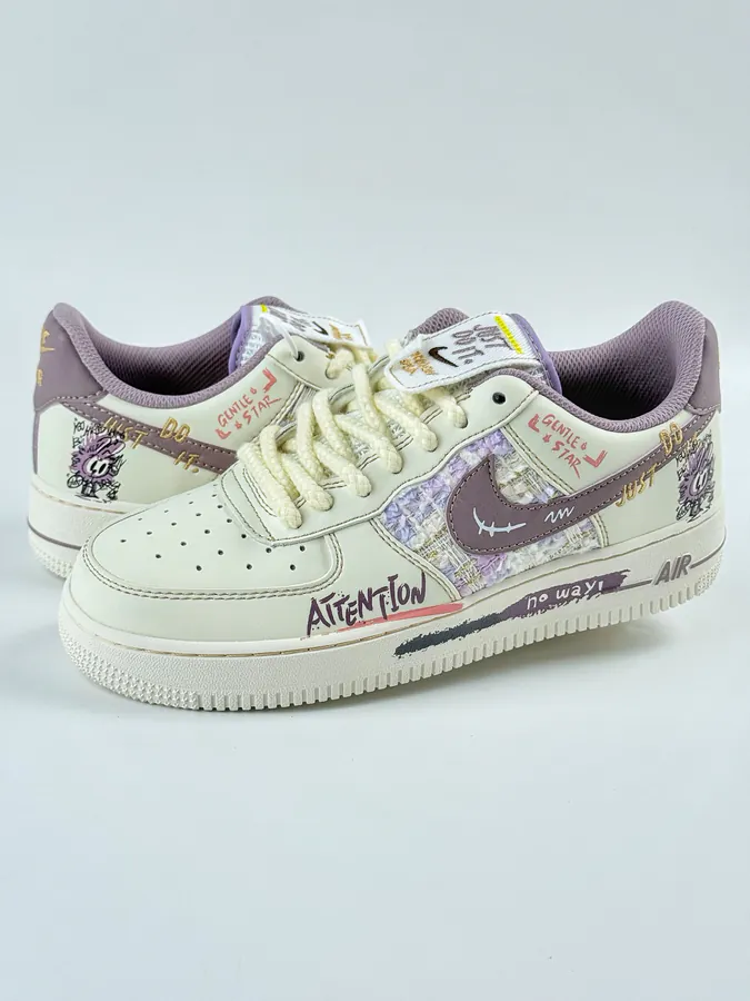 Nike Air Force 1 Low OG 07 White Purple Tied Rope Graffiti