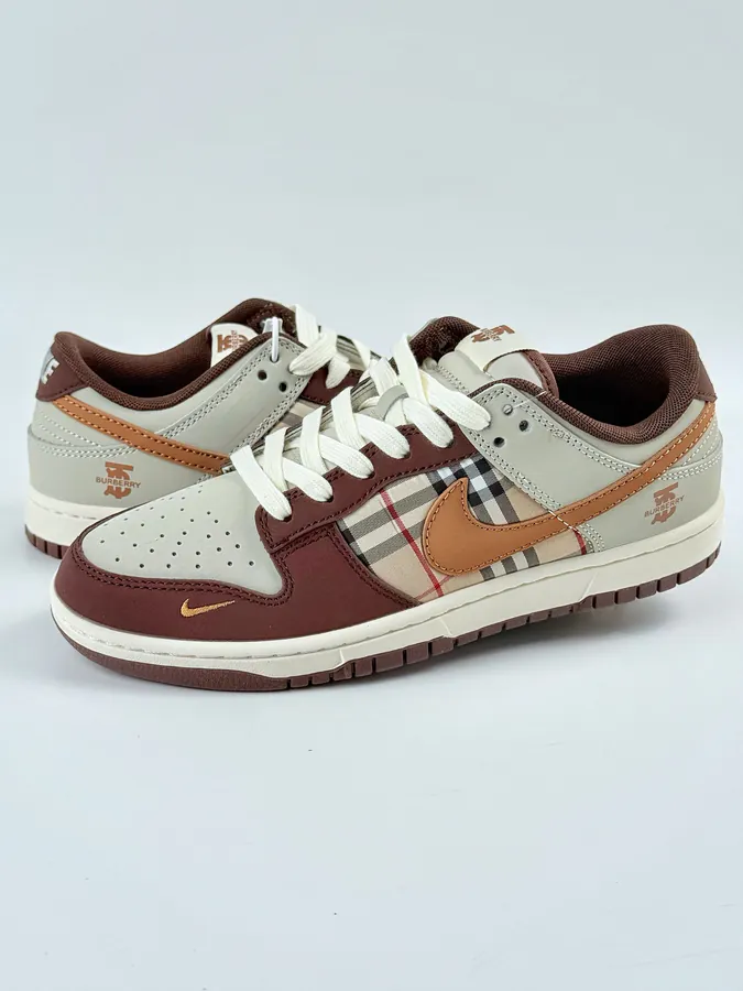 Nike SB Dunk Low x Burberry Brown and Grey Small Chevron