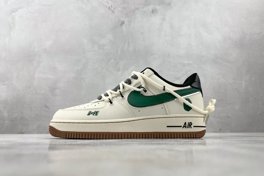 Nike Air Force 107 Monkey Head Design, Beige and Green