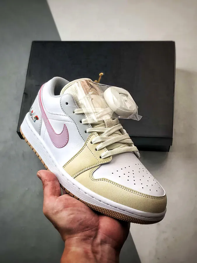 Original Air Jordan 1 Low in White, Gray, and Pink